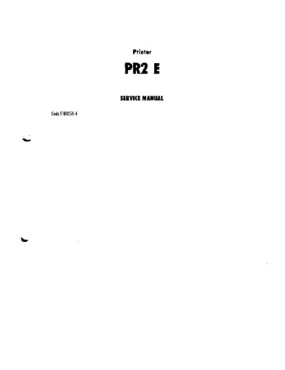 Olivetti PR2 PR2E Service and Parts Manuals for Olivetti PR2 and PR2E